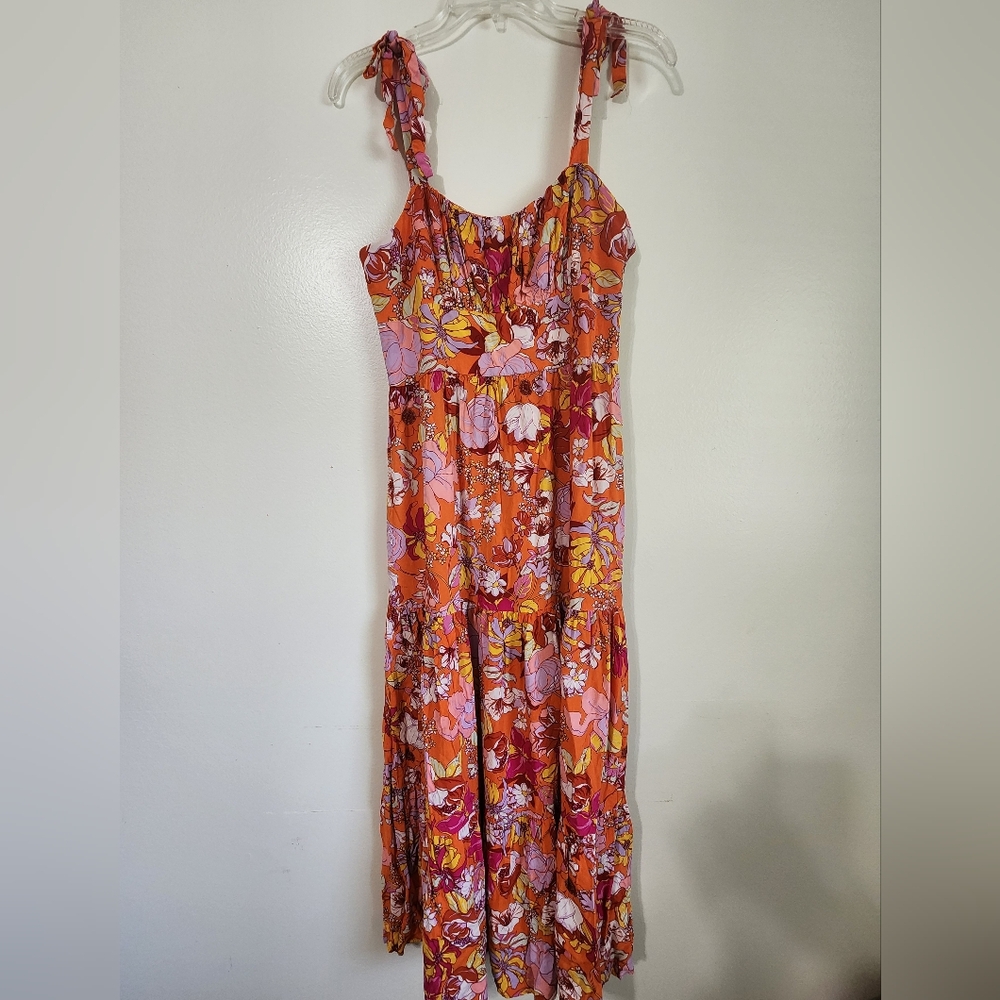 Orange and Pink Sleeveless Sundress for Weddings